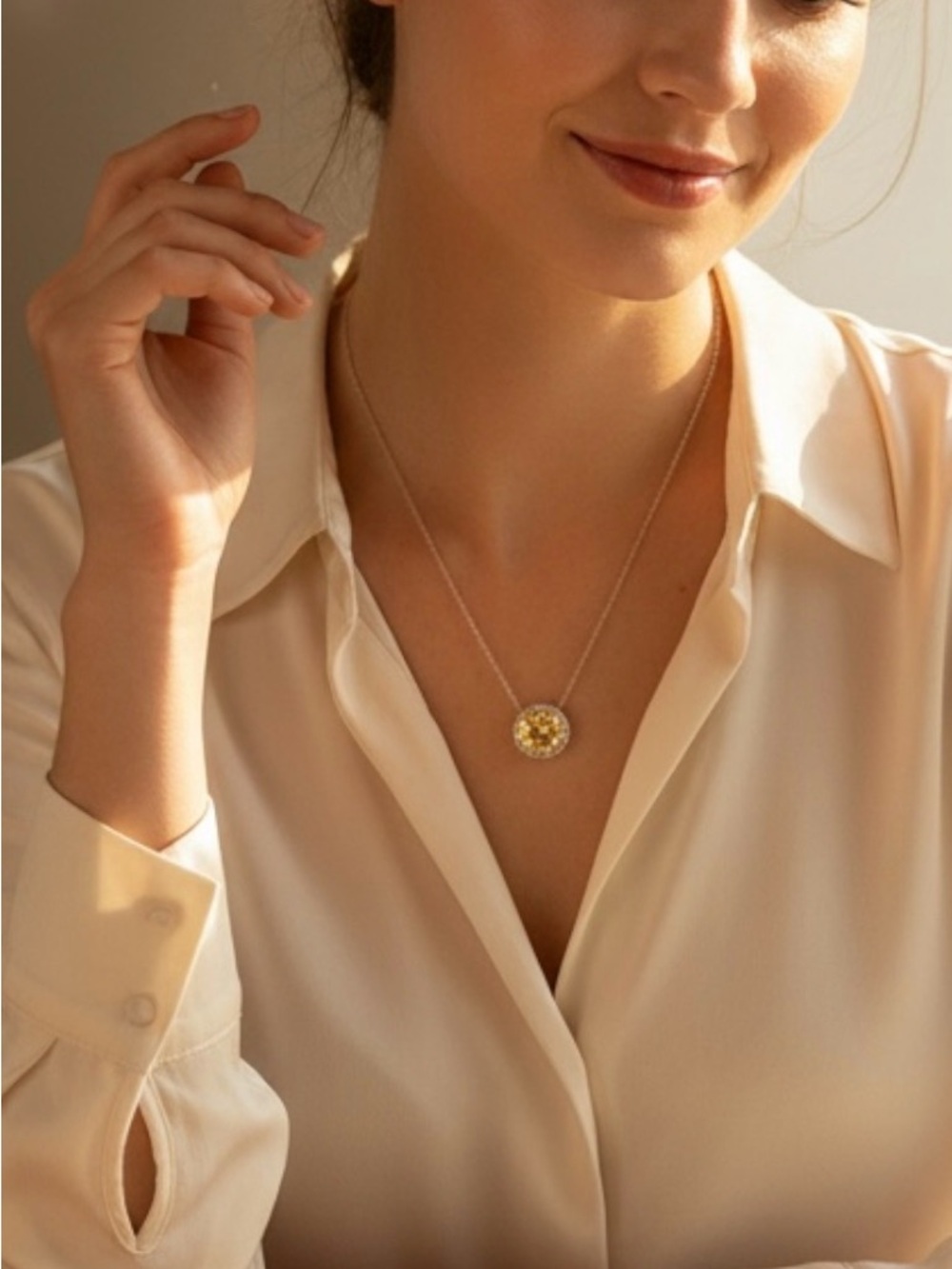 Moissanite Yellow 3ct Necklace in Sterling Silver 925